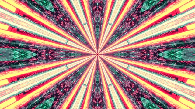 Tunnel visual experience showcasing vibrant colors and patterns in a seamless loop creating an immersive ambiance for relaxation