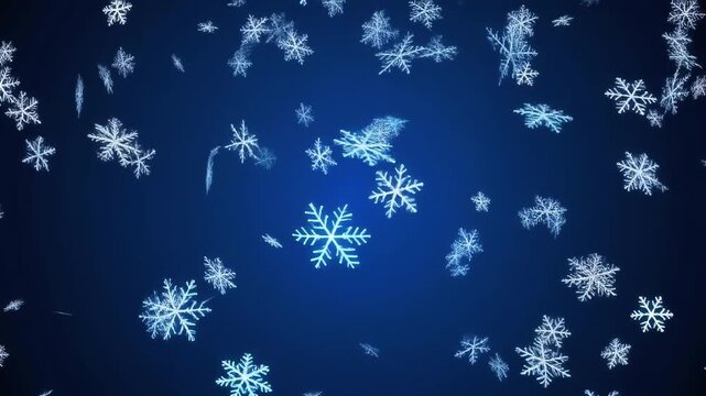 冬の深い青に輝く雪の舞い