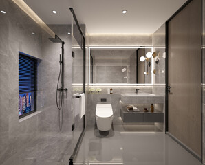 3d render luxury bathroom