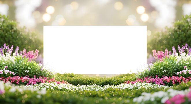 Vibrant floral garden with copy space for summer events and celebrations