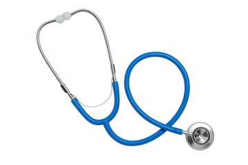 Stethoscope medical instrument in blue, representing health, medicine, and healthcare on transparent background