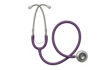 Stethoscope with purple tube for medical examination, representing healthcare accuracy and diagnostic tools