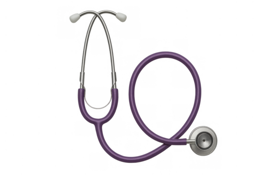Stethoscope with purple tube for medical examination, representing healthcare accuracy and diagnostic tools