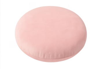 Pink round upholstered pouf stool furniture, transparent background