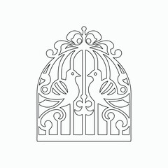 Decorative Birdcage Ornamental Vintage Line Art Design
