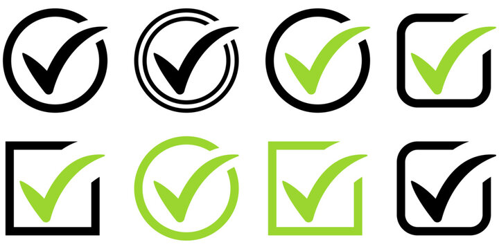 check box icon with correct, accept checkmark icons tick box checked, check list square frame - checkbox symbol approved sign
