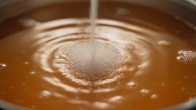 熱いスープに塩が溶ける瞬間と揺らめく熱波