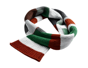 Abstract graphic with red green and white elements against a transparent background