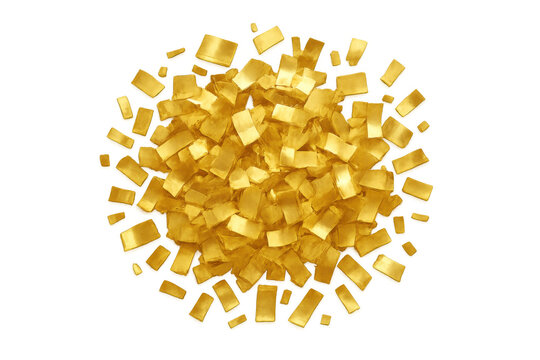 Gold confetti falling and exploding, creating a festive atmosphere for celebrating successful events and happy moments on a transparent background