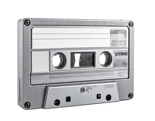 Fototapeta premium Audio cassette tape isolated on transparent background retro media concept