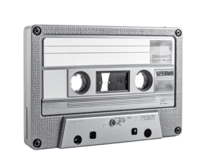 Audio cassette tape isolated on transparent background retro media concept