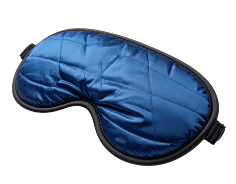 Blue sleep mask isolated on transparent background for relaxation and rest