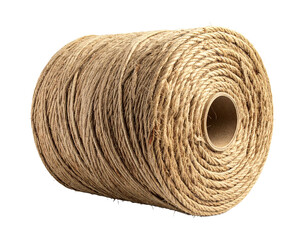 Coil of natural twine isolated on a transparent background perfect for craft and design
