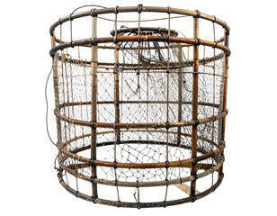 Detailed 3 d render of a cylindrical cage isolated on transparent background