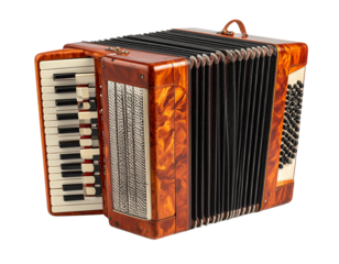Detailed illustration of a classic accordion instrument isolated on transparent background