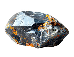 Gemstone with multi faceted surface and transparent background