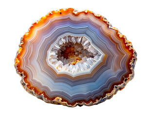 Geode section isolated on transparent background showing natural crystal formations