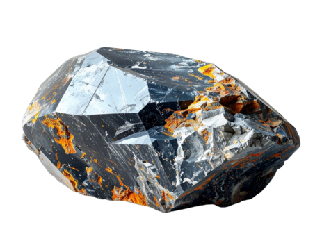 Gemstone with multi faceted surface and transparent background