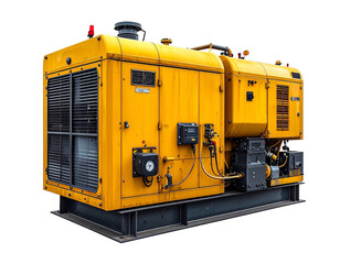 Heavy duty yellow generator against transparent background for various industrial and commercial applications