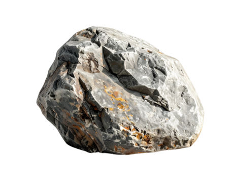Isolated rock object with rough textures and subtle shadows on a transparent background