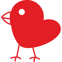 Simple Red Cartoon Bird Icon Illustration Isolated on Transparent Background Clean Design Element for Graphics and Design