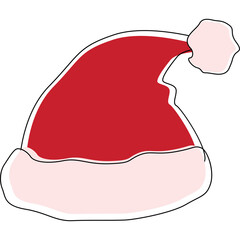 Simple Red Christmas Santa Hat With White Trim And Pom Pom On Transparent Background
