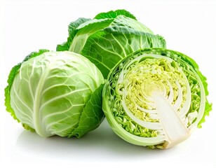 Fototapeta premium Fresh Raw Cabbage with Crisp Green Leaves