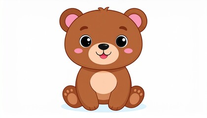 Vector of cute baby bear cartoon on white 