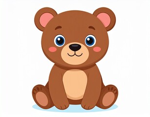 Vector of cute baby bear cartoon on white 
