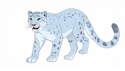 Fototapeta premium illustration of snow leopard on white