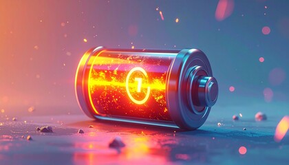 battery full power icon with power symbol 3d render illustration