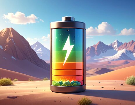 battery full power icon with power symbol 3d render illustration