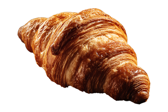 On a transparent background. Delicious appetizing bread croissant with beautiful flowers. Exotic food. Image for designers, marketers and IT. Popular illustration, object.