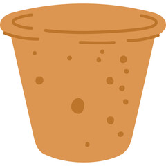 Simple Terracotta Pot Illustration for Gardening and Planting with a Transparent Background