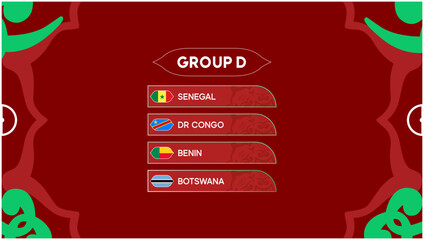 African Nations Morocco 2025 Group D Teams Flags Countries African Football Design Vector Illustration