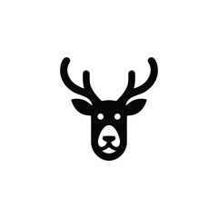 Minimalist Deer Head Vector Illustration with Antlers