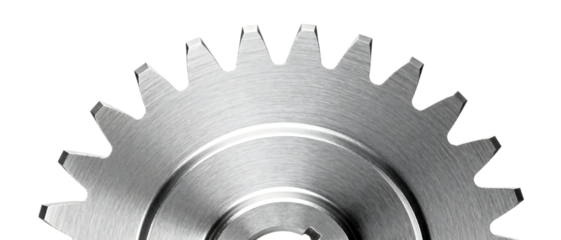 精密に磨かれた金属ギア｜背景なし・透過PNG・コピースペース