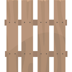 Simple Wooden Fence Section With Vertical Planks and Horizontal Supports Clear White Background Straight View