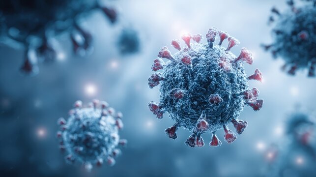 Coronavirus disease COVID-19 infection medical illustration, 3D microscopic view of virus strain, global pandemic health emergency