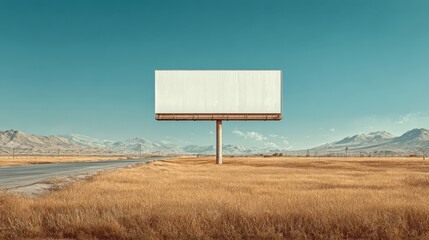 Blank Billboard in Arid Landscape Offers Advertising Space and Opportunity for Marketing Campaigns