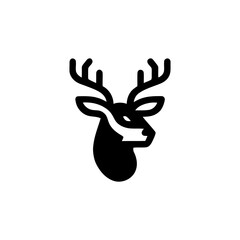 Geometric Deer Head Logo Icon in Black