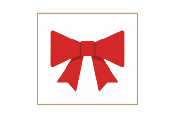 Red bow sitting on gift box in flat design style, a decorative ribbon presenting a special occasion