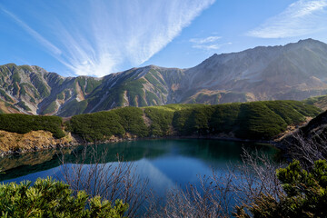 Northern Alps Murodo and Mikurigaike Pond, is located on the Tateyama Kurobe Alpine Route in Toyama Prefecture, of Japan.