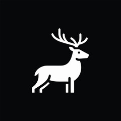 Minimalist White Deer Silhouette on Black Background