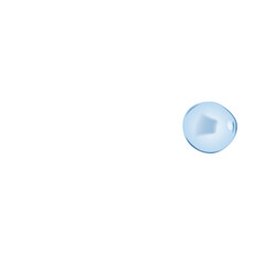 Single Light Blue Transparent Bubble Floating Isolated on White Background with Subtle Reflections and Highlights