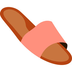 Single Flat Pink Slide Sandal With Brown Sole Isolated On Transparent Background