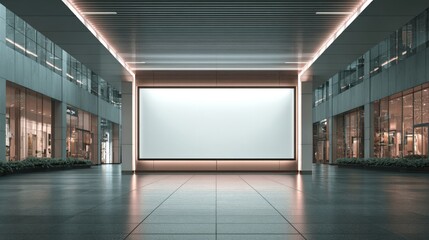 Obraz premium Blank Billboard Mockup in Modern Shopping Mall, Advertising Space for Retail, Business, and Marketing Campaigns