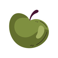 Fresh Green Apple Illustration in Flat Vector Style