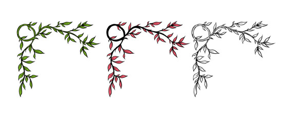 Colorful botanical corner frame collection