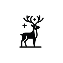 Elegant Deer Icon with Antlers and Cross Details